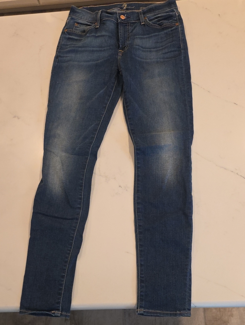 7 For All Mankind Blue Skinny Jeans